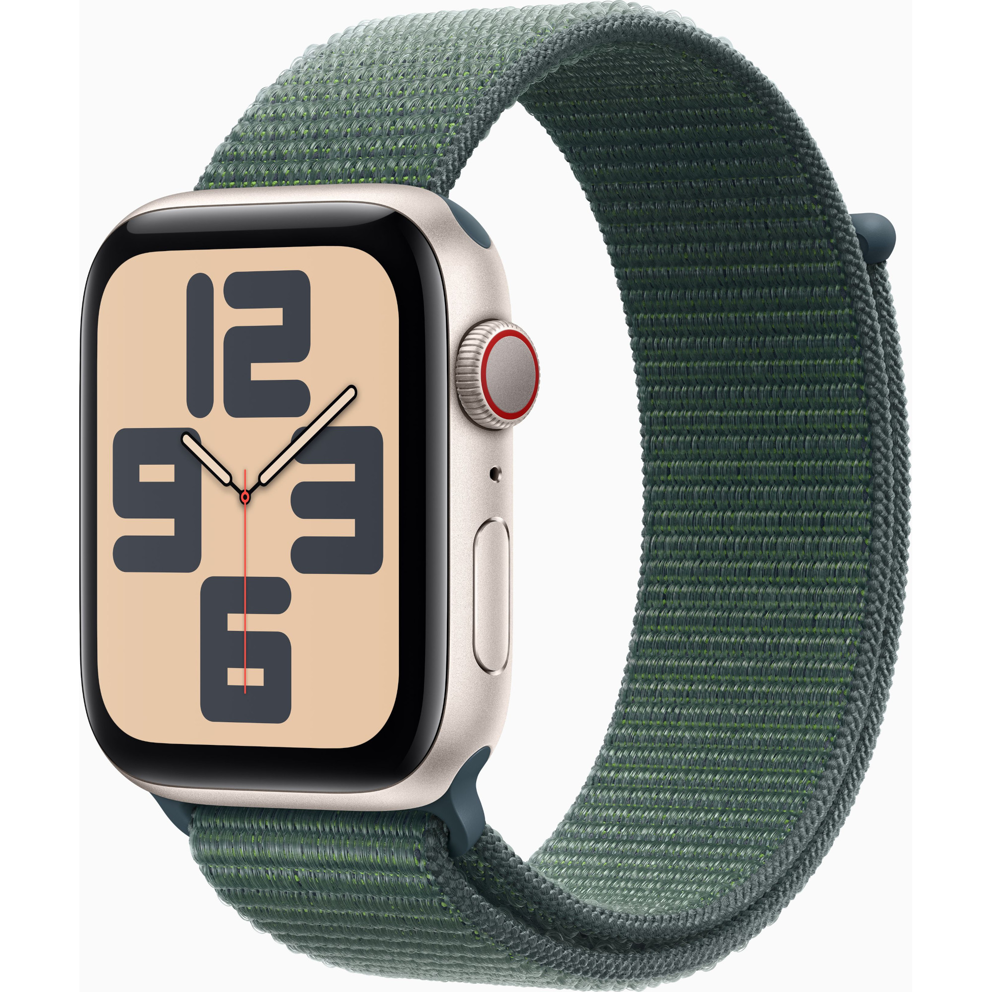 Apple Watch SE2 2024, GPS, Cellular, 44mm, Starlight Aluminium Case, Lake Green Sport Loop