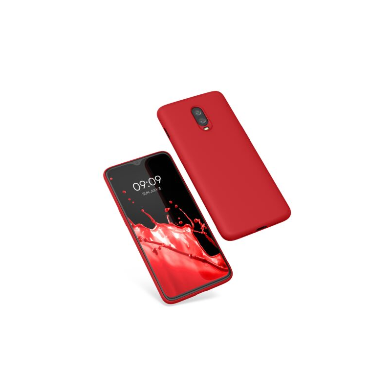 Husa Kwmobile pentru OnePlus 6T, Silicon, Rosu, 55347.09