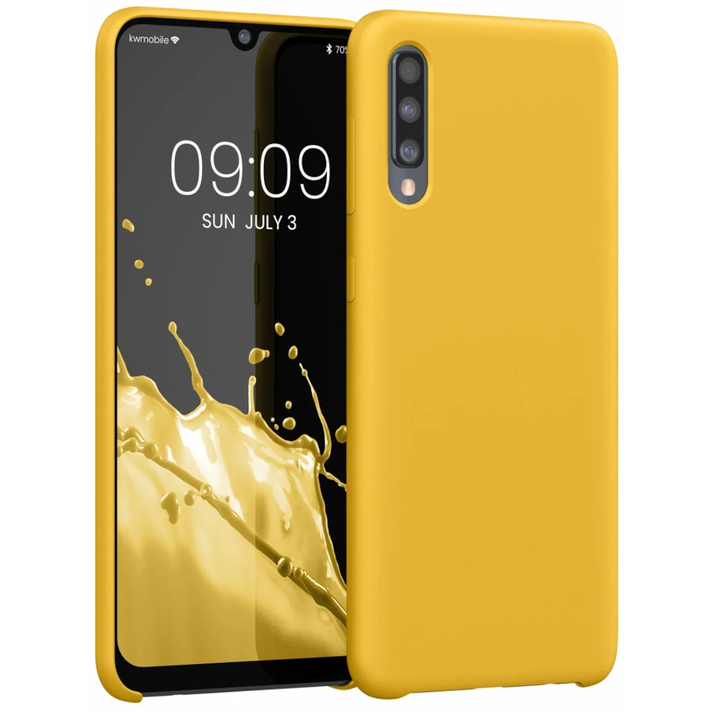 Husa Kwmobile pentru Samsung Galaxy A50, Silicon, Galben, 48715.191