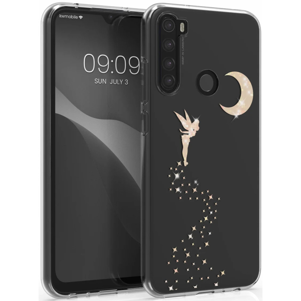 Husa Kwmobile pentru Xiaomi Redmi Note 8T, Silicon, Transparent/Auriu, 51424.04