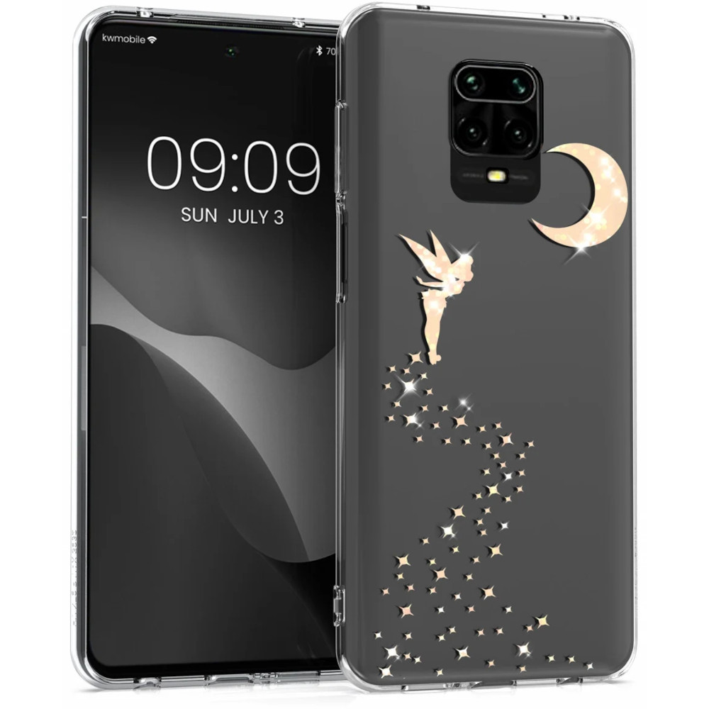 Husa Kwmobile pentru Xiaomi Redmi Note 9S/Redmi Note 9 Pro/Redmi Note 9 Pro Max, Silicon, Transparent/Auriu, 52149.10