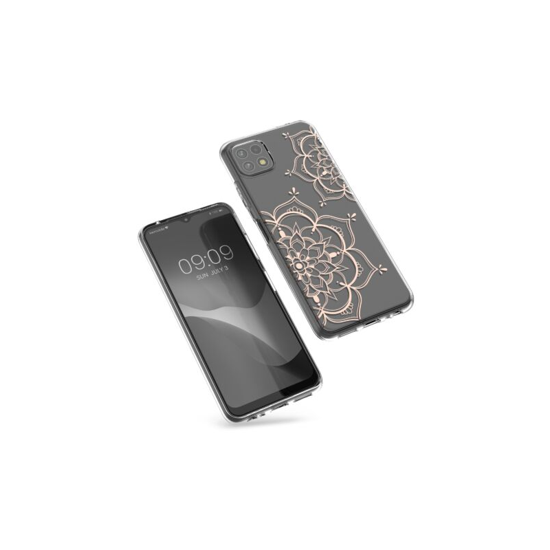 Husa Kwmobile pentru Samsung Galaxy A22 5G, Silicon, Transparent/Rose Gold, 58792.02