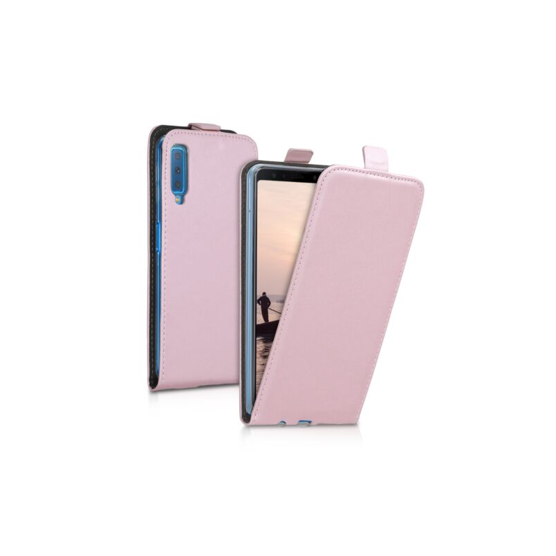 Husa pentru Samsung Galaxy A7 (2018), Piele ecologica, Rose Gold, 46428.81