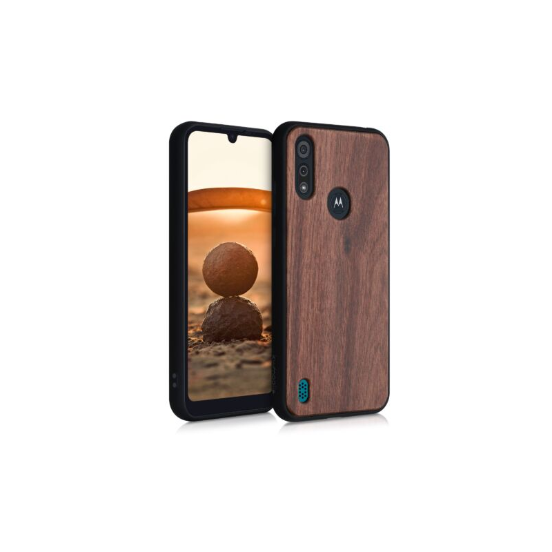 Husa pentru Motorola Moto E6s (2020), Lemn, Maro, 52179.18