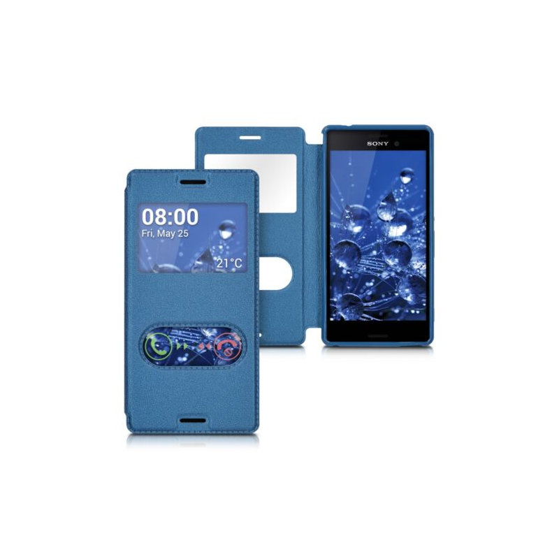 Husa pentru Sony Xperia M4 Aqua, Piele ecologica, Albastru, 37417.17