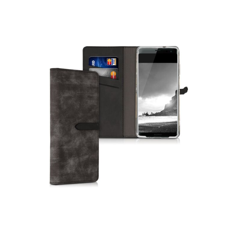 Husa pentru Sony Xperia XZ3, Piele nabuc, Negru, 47056.73