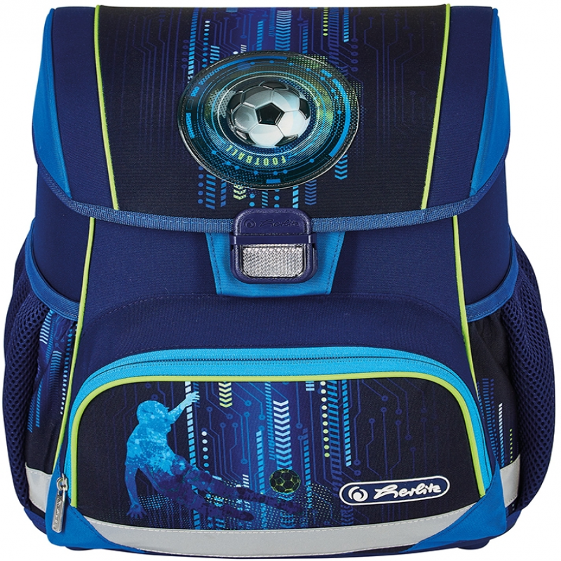 Ghiozdan echipat Loop Plus ( penar 16 piese, sac sport, necessaire rotund), dimensiune 37 x 31 x 22 cm, motiv Soccer