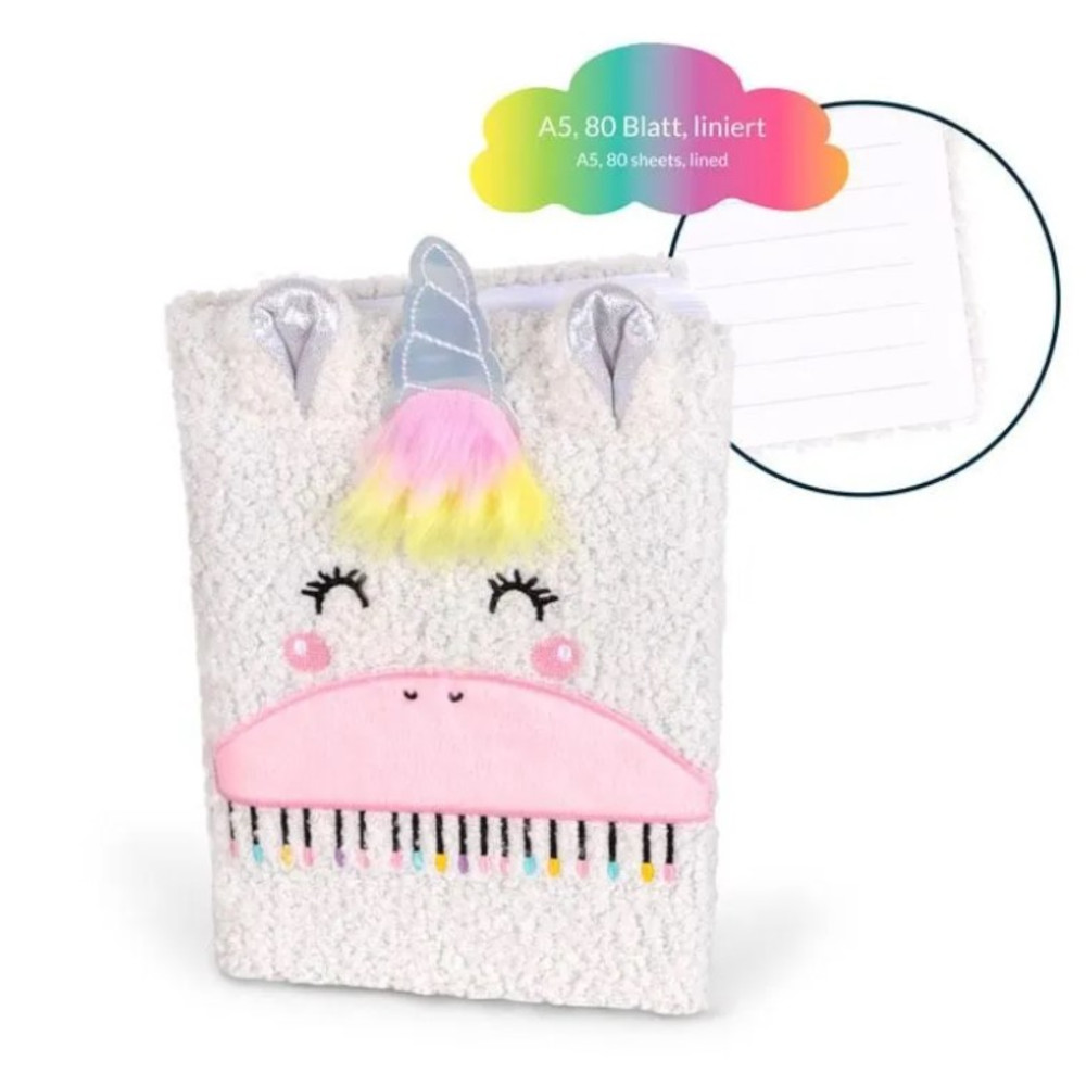 Agenda A5 cu coperta moale de plus, model Unicorn, 80 file