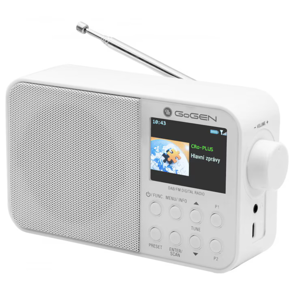 Radio portabil GoGEN DAB 500 BTCW cu tuner DAB+ si FM, 1W, Bluetooth, LCD color, baterie 2000 mAh