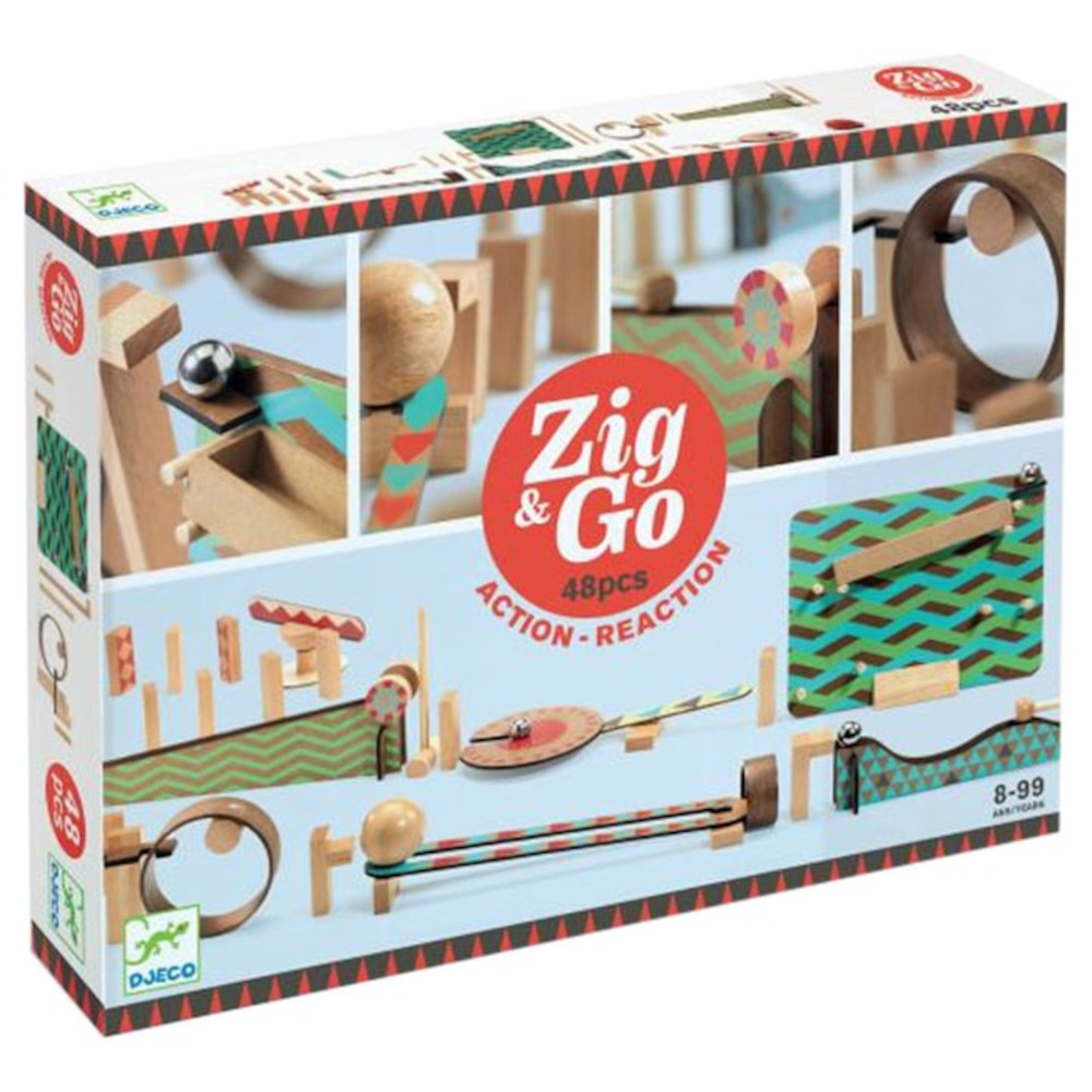 Zig & Go Djeco, set de constructie trasee, 48 piese