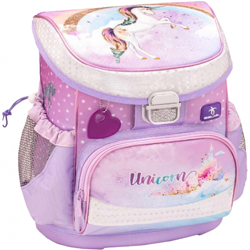 Ghiozdan neechipat Mini-Fit, dimensiune 36 x 28 x 19 cm, motiv Rainbow Unicorn