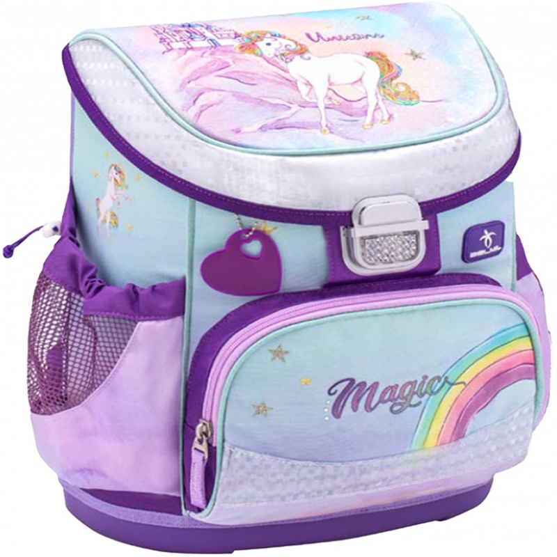 Ghiozdan neechipat Mini-Fit, dimensiune 36 x 28 x 19 cm, motiv Rainbow Unicorn Magic