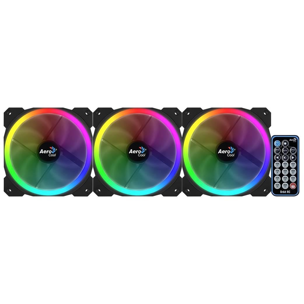 Set 3 ventilatoare Aerocool Orbit RC 120mm iluminare aRGB