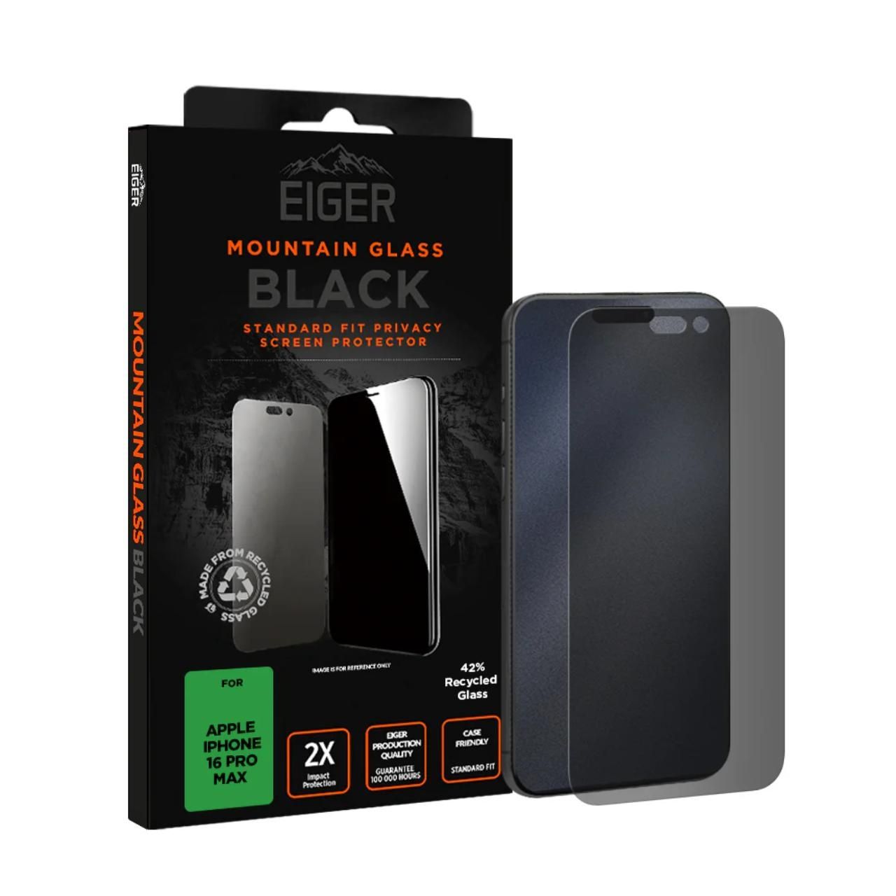 Eiger Folie Sticla Mountain Glass Privacy iPhone 16 Pro Max Negru