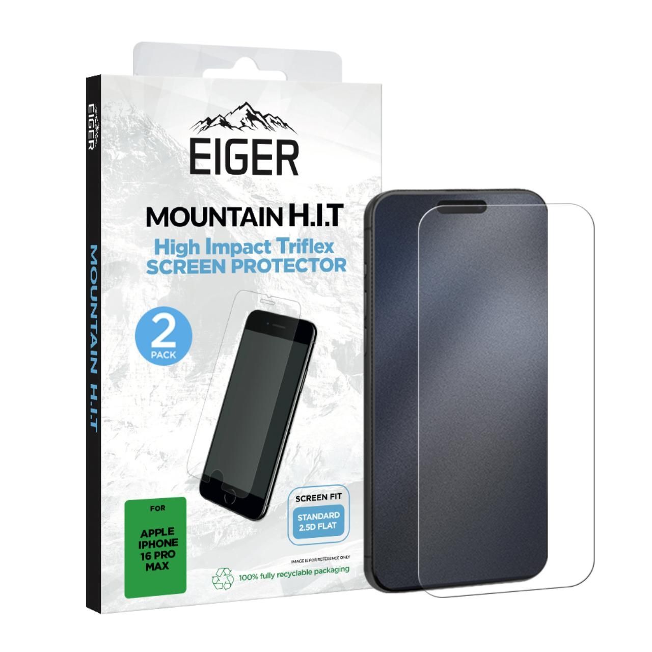 Eiger Folie Clear Triflex H.I.T iPhone 16 Pro Max Clear pachet de 2 buc