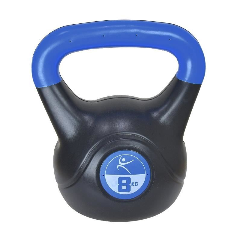 Gantera kettlebell 8kg, albastru-negru vinil