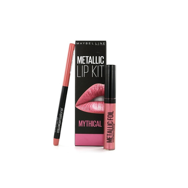 Set ruj de buze si creion contur Maybelline Metallic Lip Kit Mythical