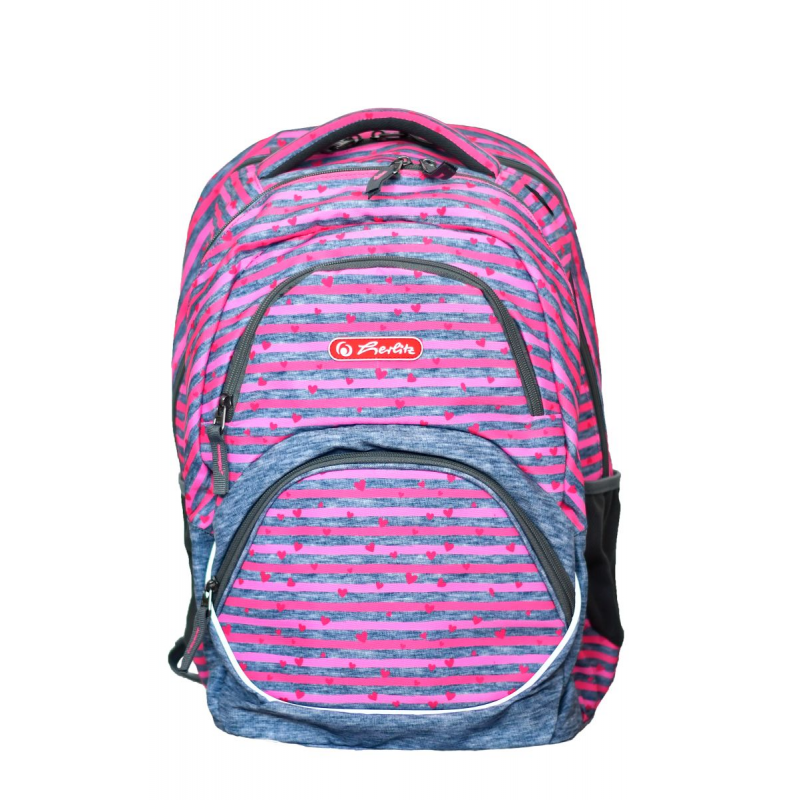 Rucsac Rocky Cu Doua Compartimente, Compartiment Pentru Laptop, Dimensiune 41 X 26 X 21 Cm, Motiv Pink Stripes