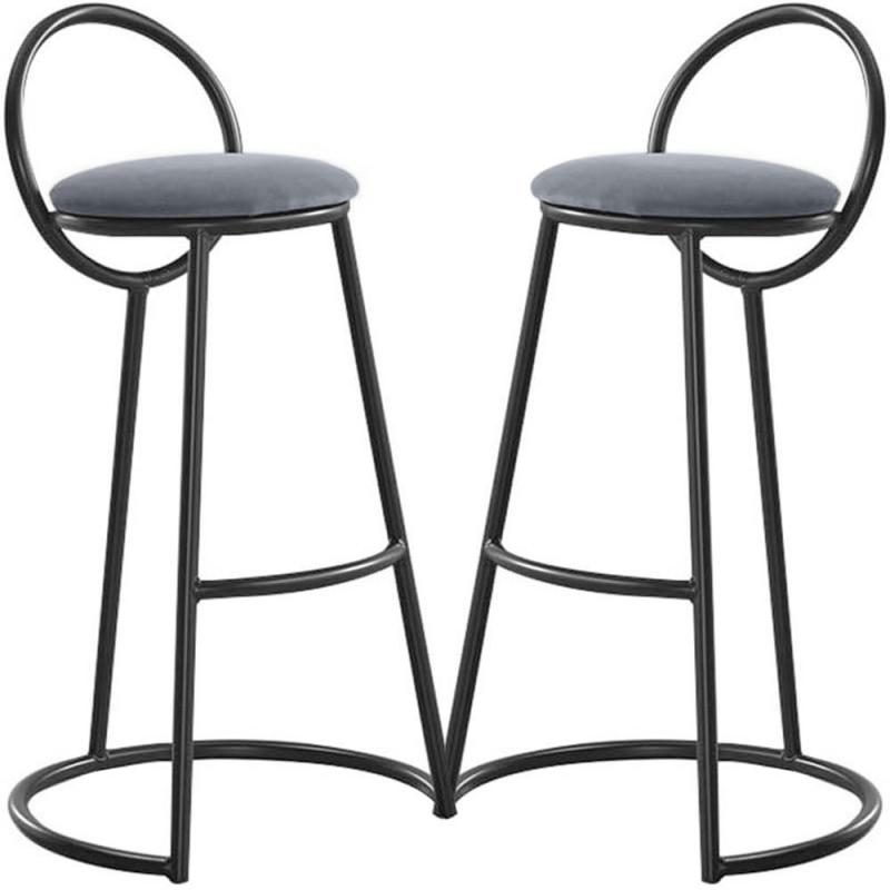 Set 2 scaune bar, Quasar & Co, tapitat, 50 x 40 x 93 cm, metal/catifea/burete, gri