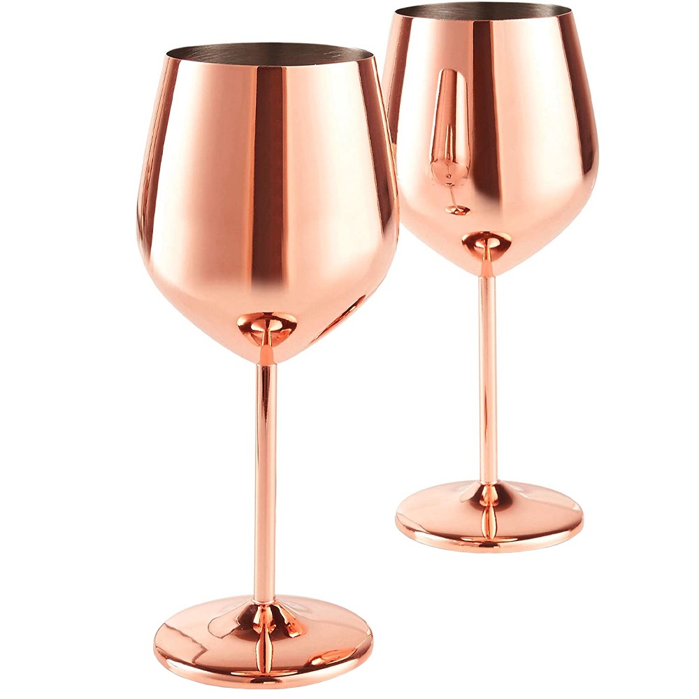 Set 2 pahare vin Quasar & Co.®, 500 ml, otel inoxidabil, h 21 cm, rose gold