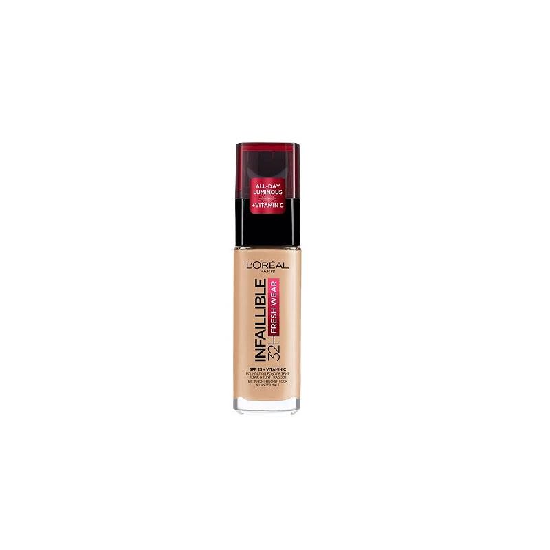 Fond de Ten Rezistent la Transfer, Loreal Paris, Infaillible 32H Fresh Wear, SPF 25, Vitamina C, 120 Golden Vanilla, 30 ml