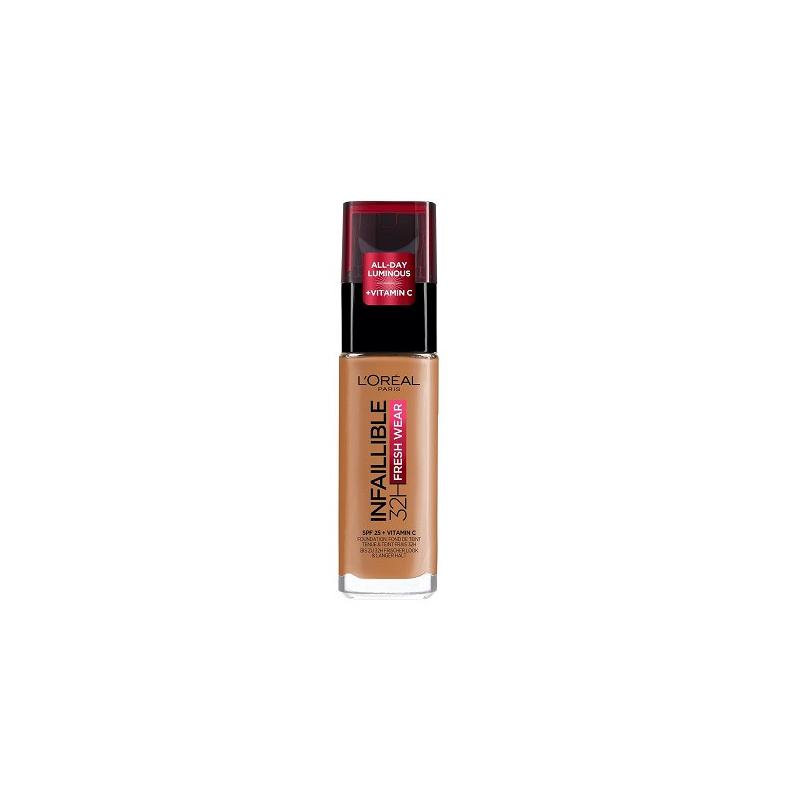 Fond de Ten Rezistent la Transfer, Loreal Paris, Infaillible 32H Fresh Wear, SPF 25, Vitamina C, 330 Hazelnut, 30 ml