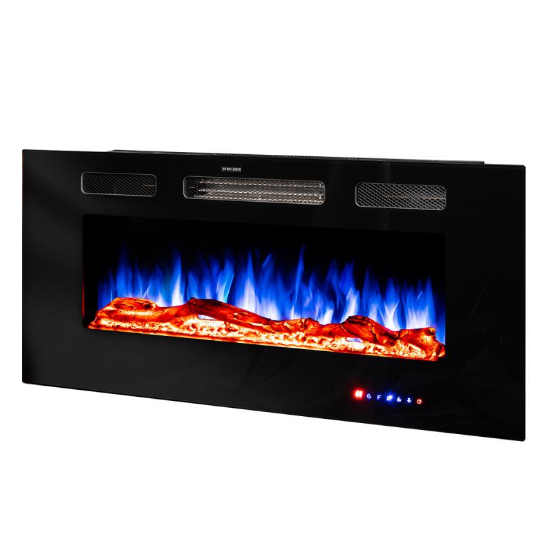 Semineu electric de perete/incorporabil Adeli multicolor, Art Flame, 130 de combinatii ale culorii flacarilor, Termostat, Cristale si busteni