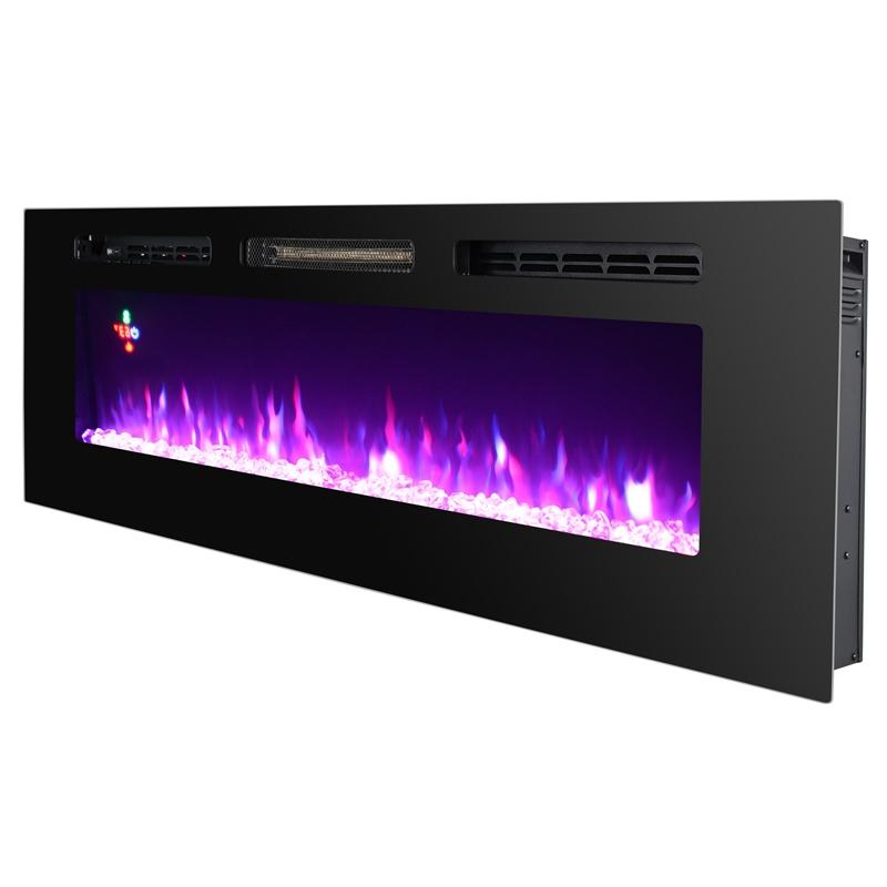 Semineu electric de perete/incorporabil Hermes multicolor, Art Flame, 130 de combinatii ale culorii flacarilor, 5 niveluri de viteza a flacarii, Termostat