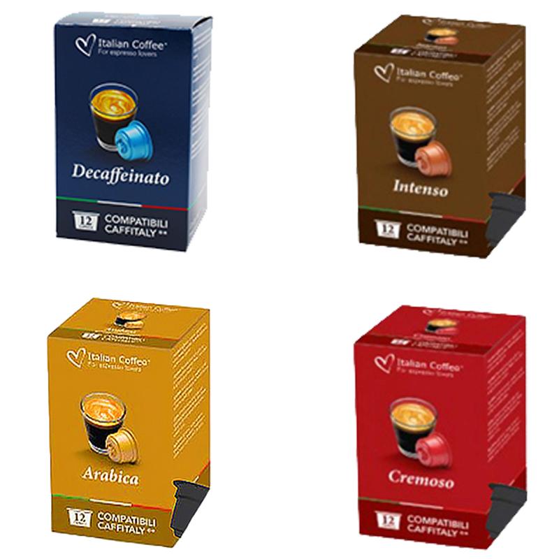 Kit degustare cafea special, 48 de capsule compatibile Caffitaly, Tchibo Cafissimo, Beanz, Italian Coffee