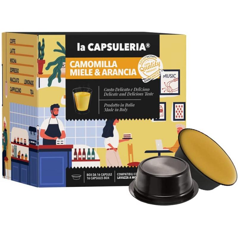 Ceai de Musetel cu miere si portocale Mio, 16 capsule compatibile Lavazza a Modo Mio, La Capsuleria