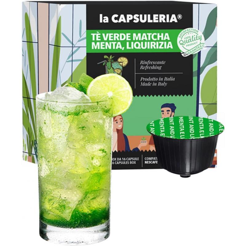 Ceai verde matcha, menta si lemn dulce, 96 capsule compatibile Dolce Gusto, La Capsuleria