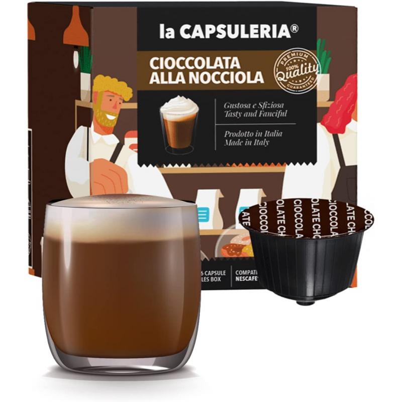 Ciocolata Calda cu Alune, 16 capsule compatibile Dolce Gusto, La Capsuleria
