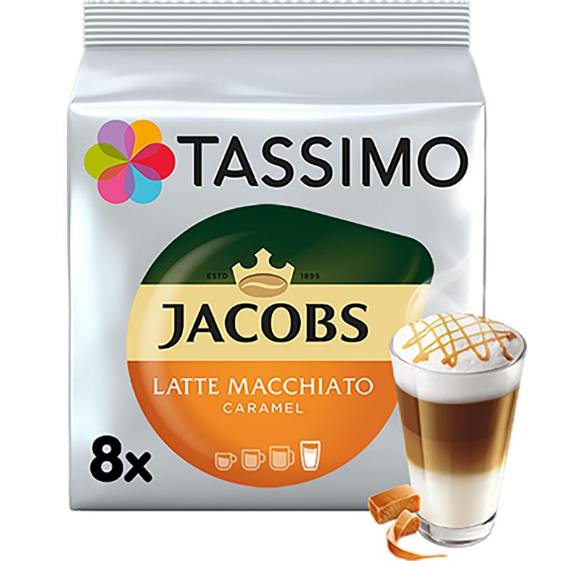 Capsule cafea, Jacobs Tassimo Caramel Macchiato, 40 bauturi x 295 ml, 40 capsule specialitate cafea + 40 capsule lapte