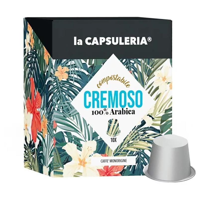 Cafea Cremoso 100% Arabica capsule biodegradabile, 10 capsule compatibile Nespresso, La Capsuleria