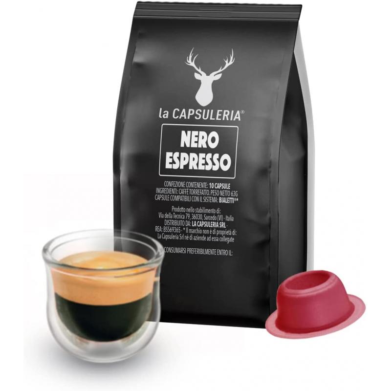 Cafea Nero Espresso, 10 capsule compatibile Bialetti, La Capsuleria