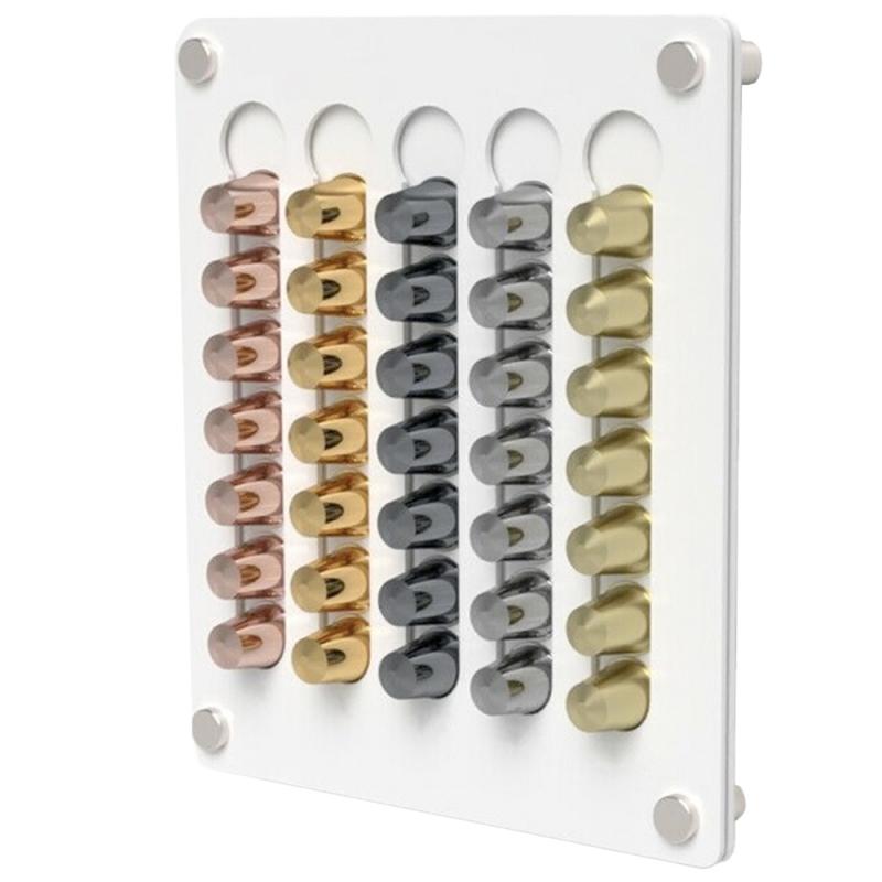 Suport magnetic pentru 35 capsule cafea, Quasar & Co.®, compatibil Nesspresso, acril, 30 x 35 cm, alb