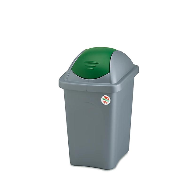 Cos de gunoi Stefanplast Multipat, Capac oscilant, 30 L, Gri/Verde