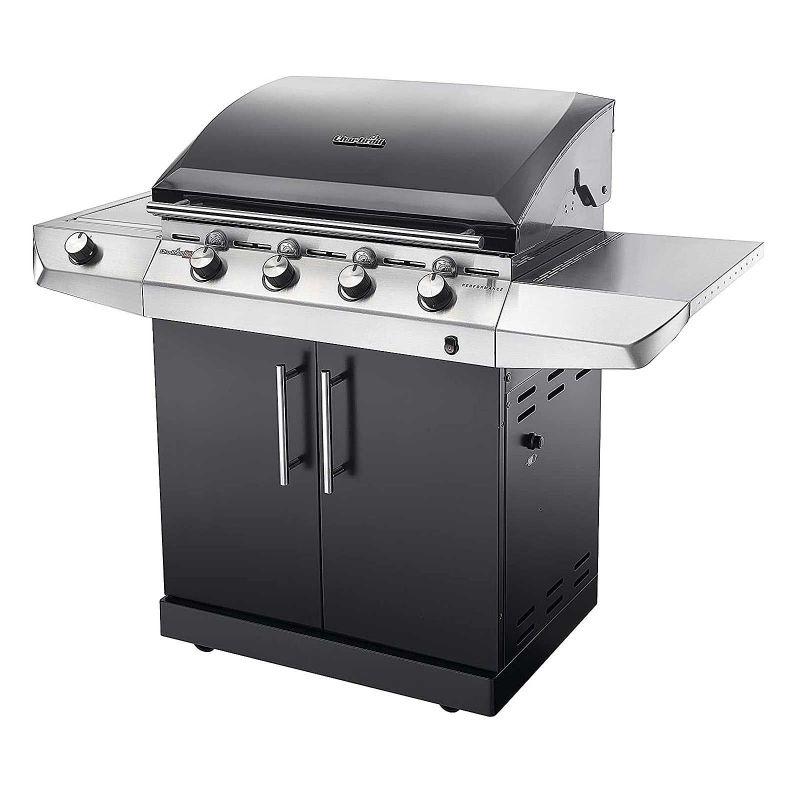 Gratar pe gaz cu 4 arzatoare din inox, TRU-Infrared, gratare din fonta, Char-Broil Performance T47G Black 140712