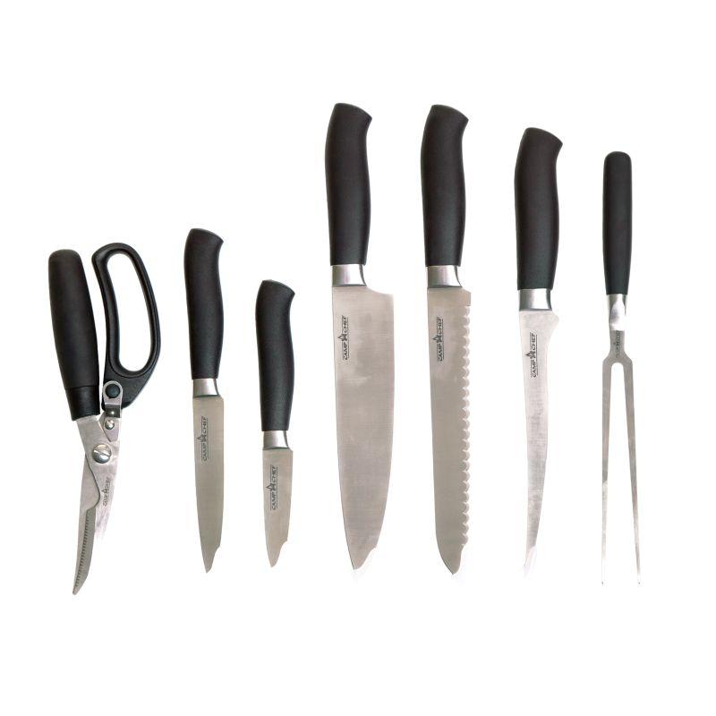 Set profesional 9 piese, 5 cutite, furculita, foarfeca, husa si placa taiere Camp Chef CC-KSET9