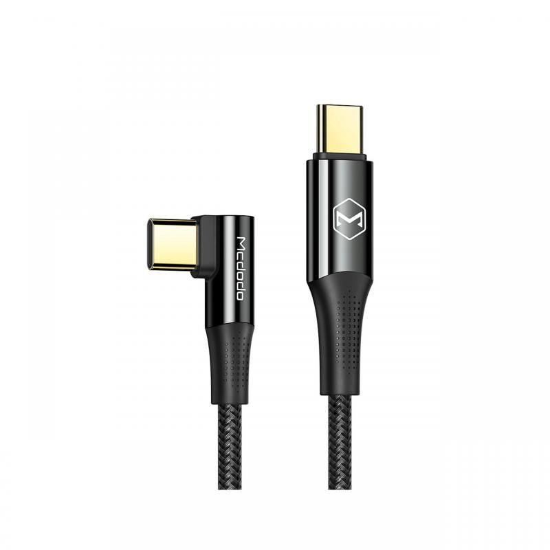 Cablu Type-C la Type-C Mcdodo Fast Charge Black (PD, 2m, 100W, unghi 90°)