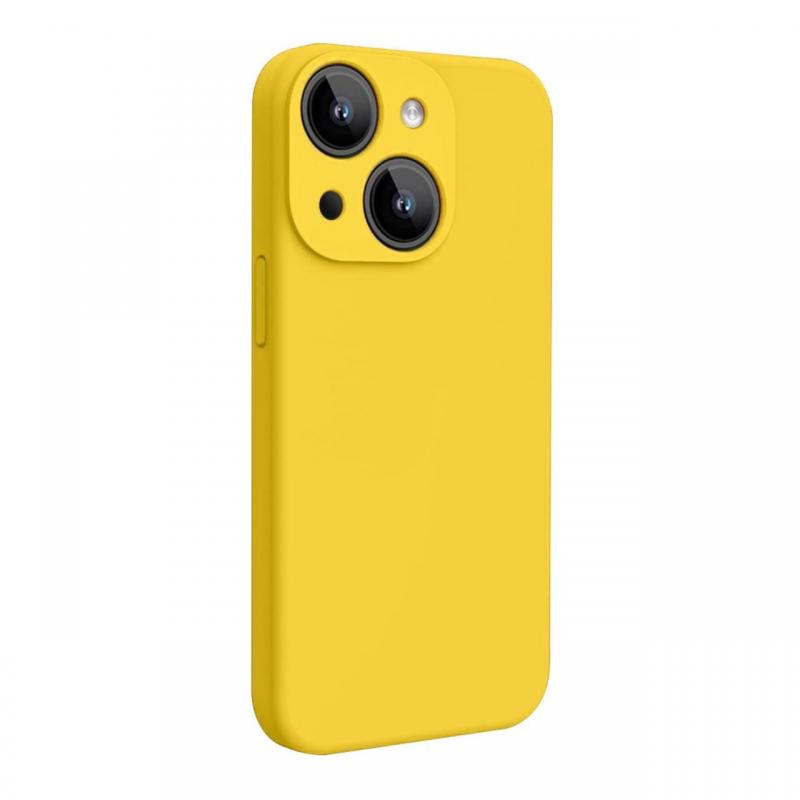 Lemontti Husa Liquid Silicon MagCharge iPhone 15 Galben (protectie 360°, material fin, captusit cu microfibra)