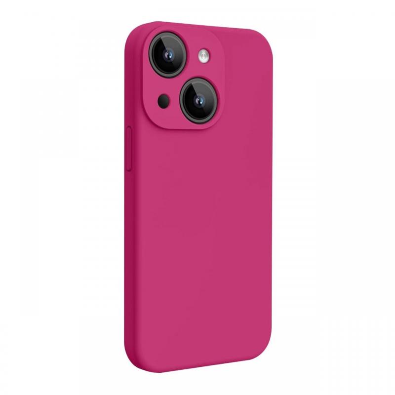 Lemontti Husa Liquid Silicon MagCharge iPhone 15 Roze (protectie 360°, material fin, captusit cu microfibra)