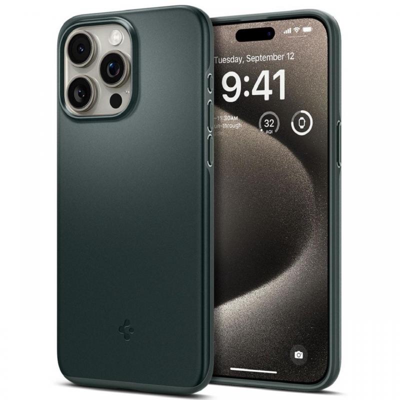 Spigen Husa Thin Fit iPhone 15 Pro Max Verde