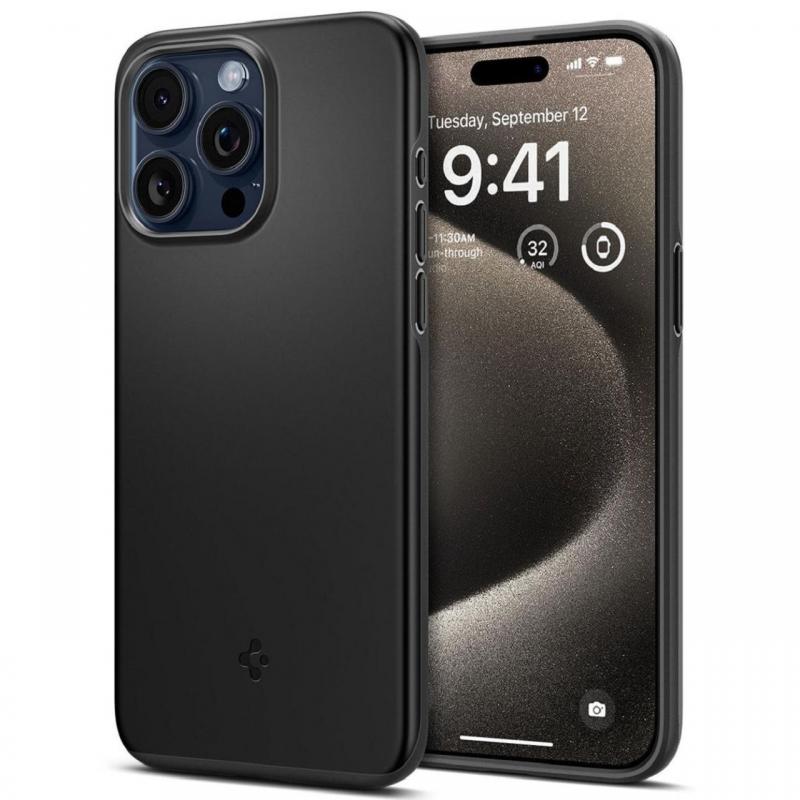 Spigen Husa Thin Fit iPhone 15 Pro Max Negru