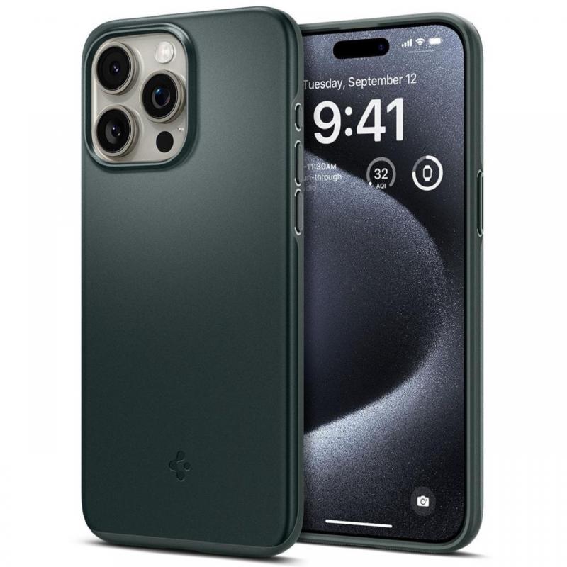 Spigen Husa Thin Fit iPhone 15 Pro Verde