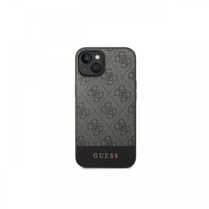 Husa iPhone 14 Plus Guess 4G Stripe Metal Logo Grey