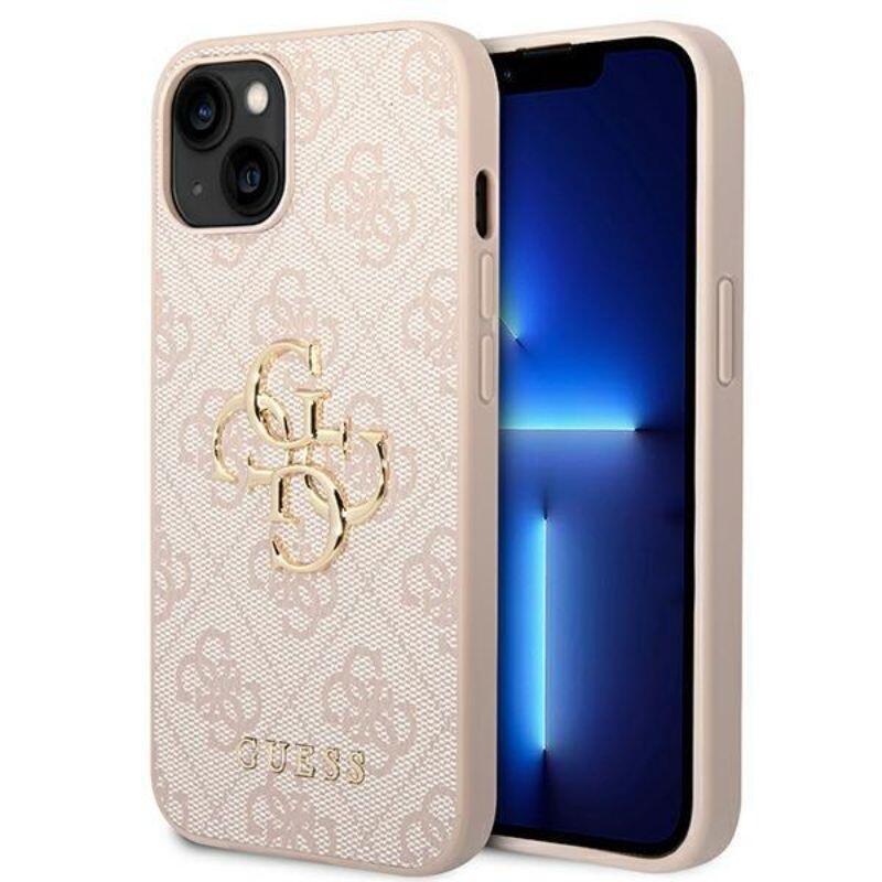 Guess Husa PU 4G Metal Logo iPhone 14 Plus Roz