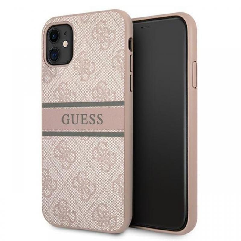 Guess Husa PU 4G Printed Stripe iPhone 11 Roz