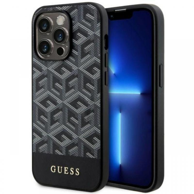Guess Husa GCube Stripes MagSafe iPhone 14 Pro Negru