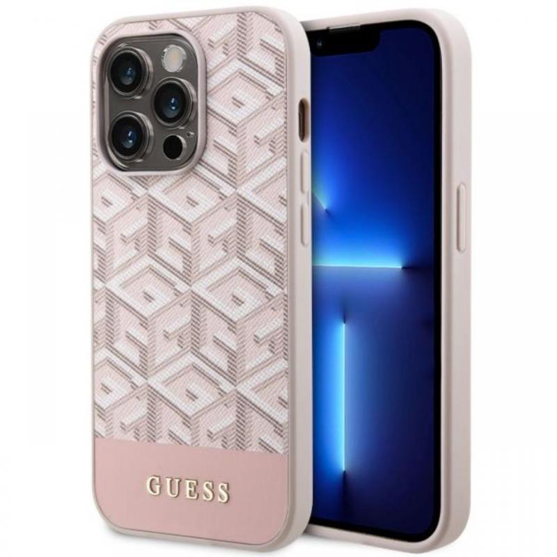 Guess Husa GCube Stripes MagSafe iPhone 14 Pro Max Roz